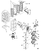 Впускной коллектор и резонатор 2-Х ТАКТНОГО ПЛМ MERCURY 75 Серийный номер от 0P325500 и выше