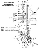 Корпус шестерни (приводной вал)(6 JAW REVERSE CLUTCH) 2-Х ТАКТНОГО ПЛМ MERCURY 90 Серийный номер от 9793577 до 0P016999