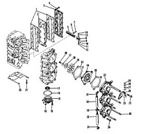 Впускной коллектор и резонатор 2-Х ТАКТНОГО ПЛМ MERCURY 90 Серийный номер от 0A996142 до 0B240450