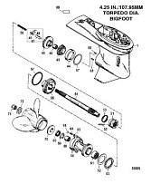 Корпус коробки передач, карданный вал - 2.31:1 передаточное число 2-Х ТАКТНОГО ПЛМ MERCURY 60 Серийный номер от 9973100 до 0P016999