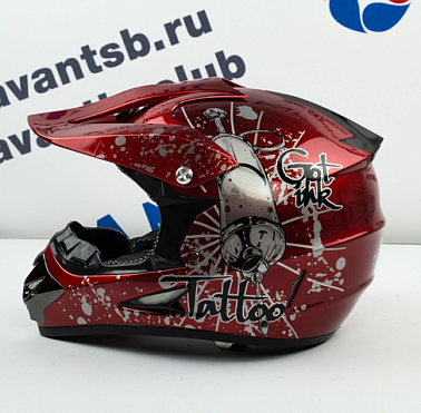 Шлем кроссовый Avantis Tattoo, Красный