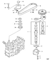 Распредвал и масляный насос 4-Х ТАКТНОГО ПЛМ MERCURY 25 Серийный номер от 0R106999 и выше