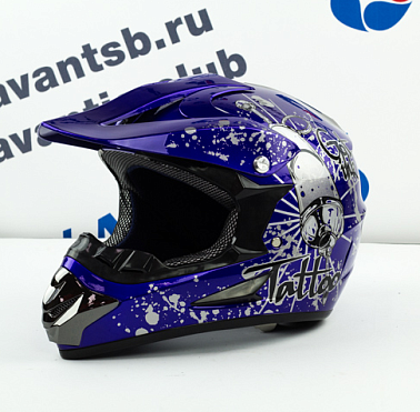 Шлем кроссовый Avantis Tattoo, Синий